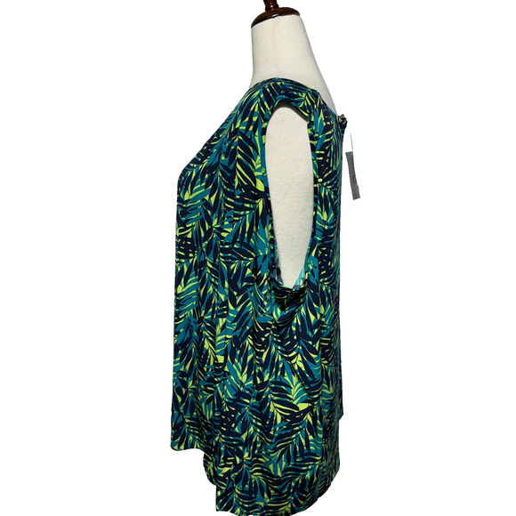 Catherines Top Womens‎ 5X-34/36W Green Yellow Tank Floral Tropical Beachy NWT - Picture 5 of 8